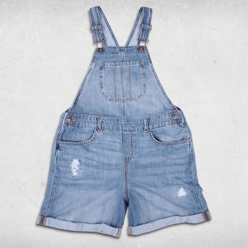 Oshkosh B'gosh Vestbak Overalls Shorts 12/12A Blue Classic Distressed Denim